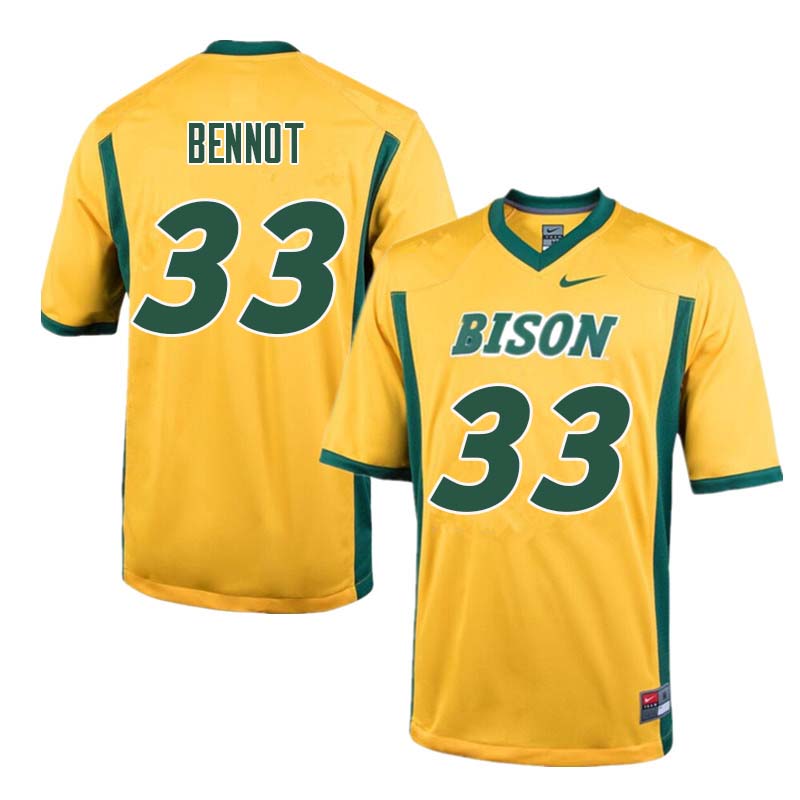 Men #33 Bryce Bennot North Dakota State Bison College Football Jerseys Sale-Yellow - Click Image to Close